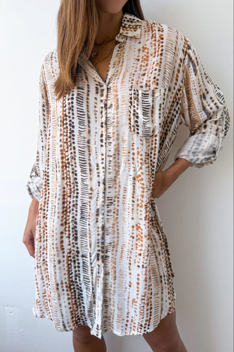 Nirvana Shirt Dress - Neutral Multi - Image 10
