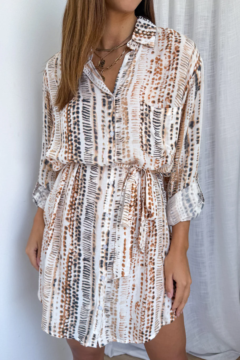 Nirvana Shirt Dress - Neutral Multi - Image 11