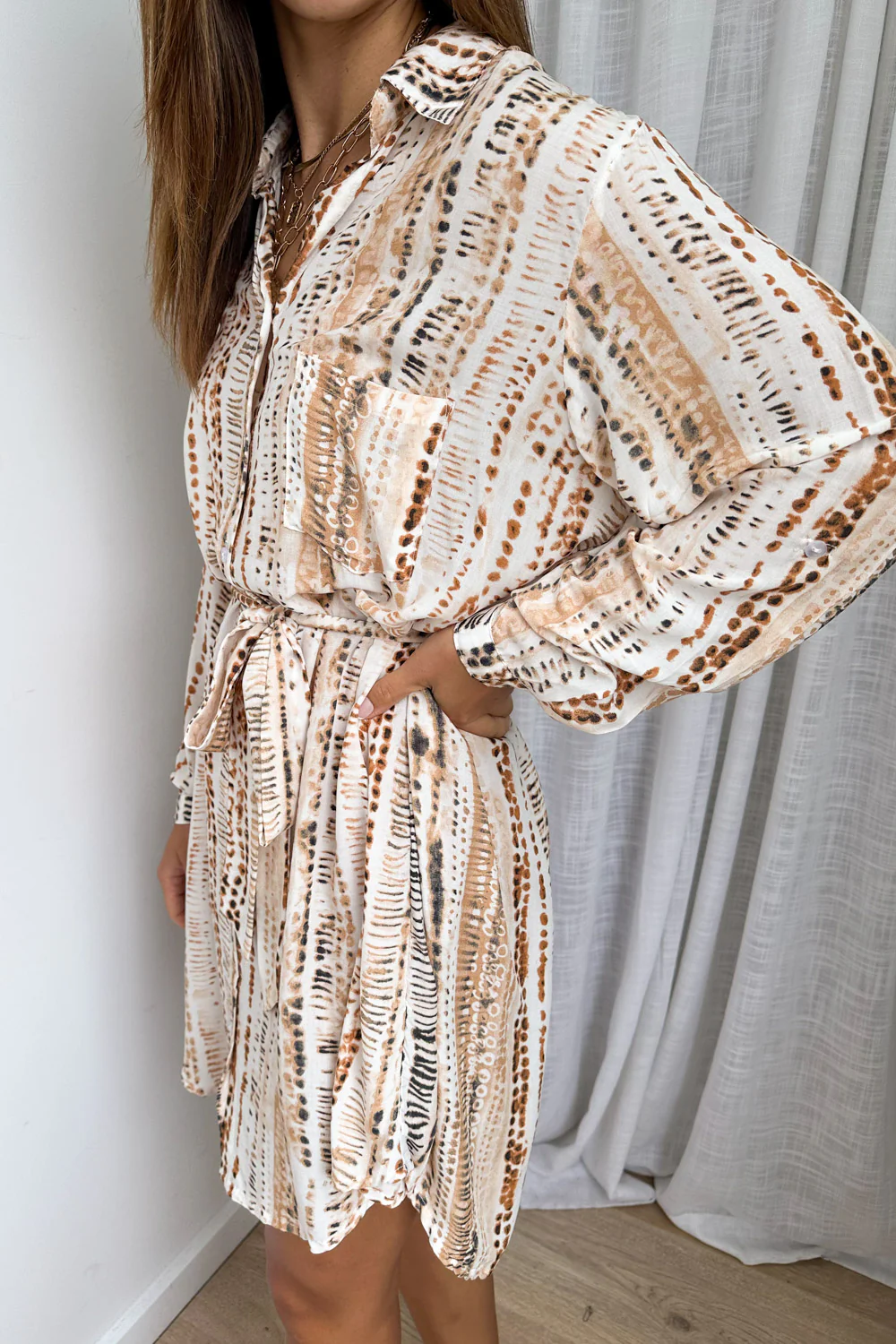 Nirvana Shirt Dress - Neutral Multi - Image 14