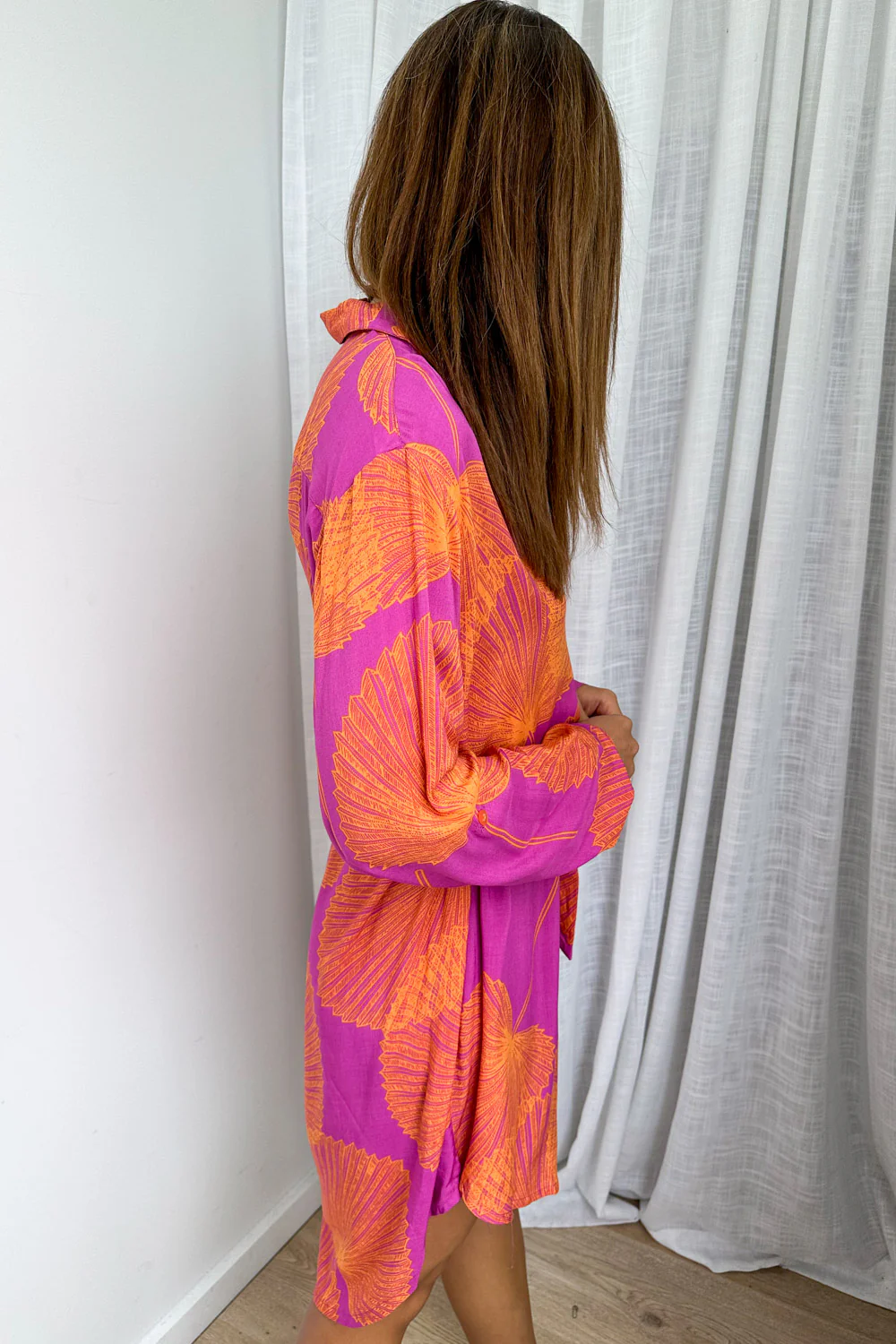 Nirvana Shirt Dress - Purple Orange Palm - Image 13