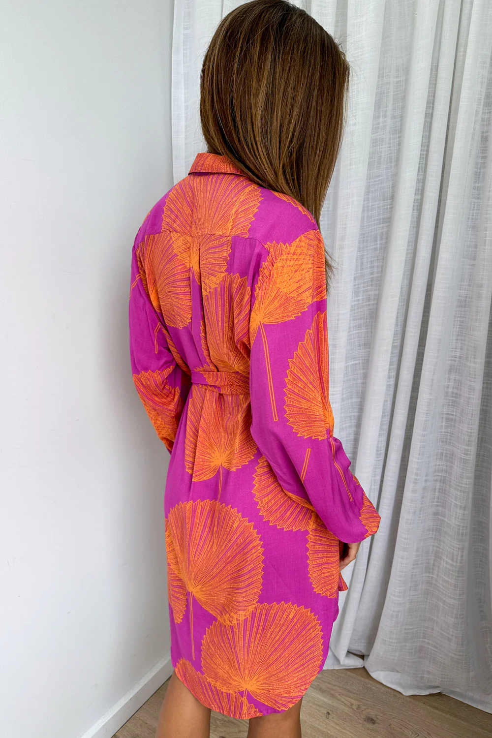 Nirvana Shirt Dress - Purple Orange Palm - Image 14