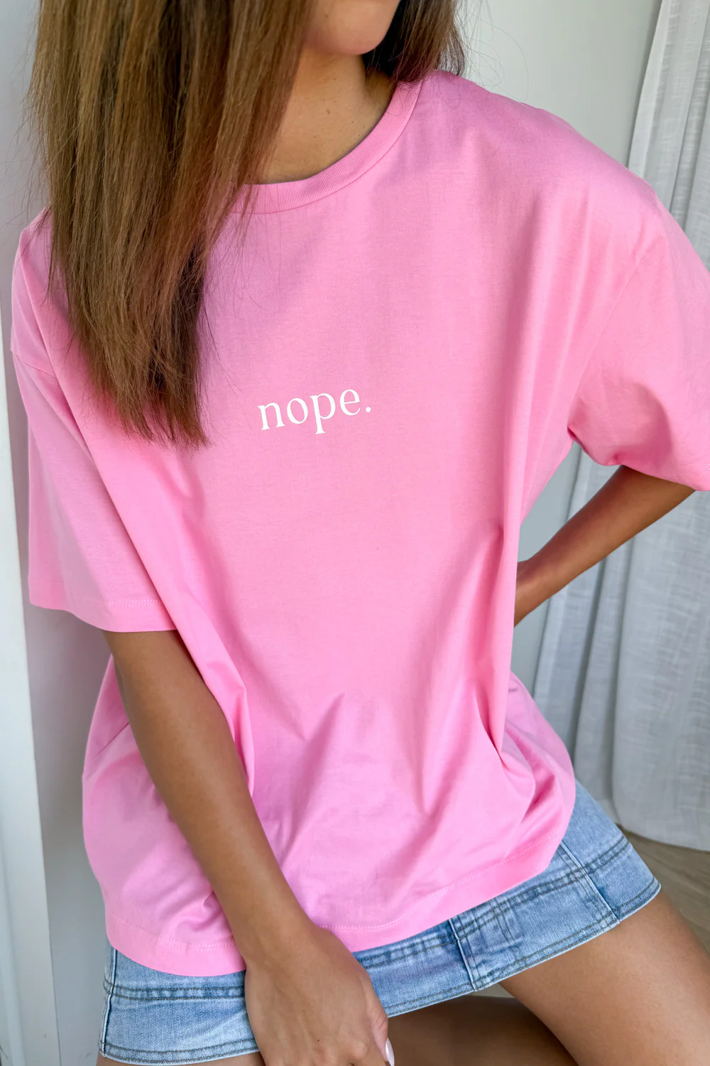 Nope Oversized Tee - Pink - Image 3