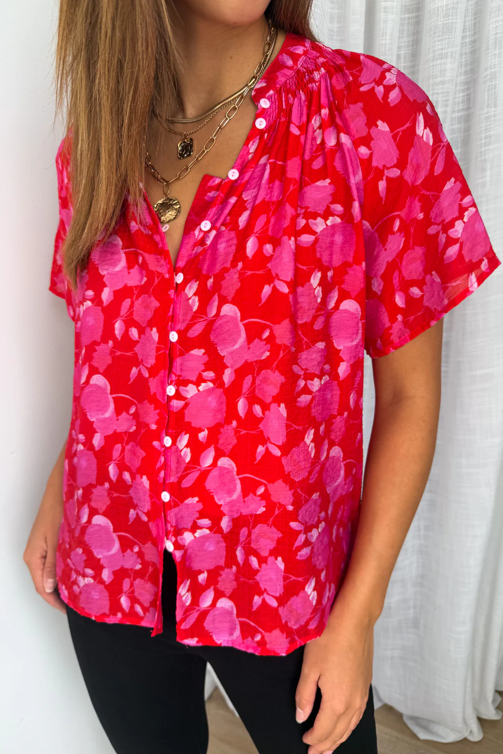 Nyla Blouse - Pink Red Petal - Image 2