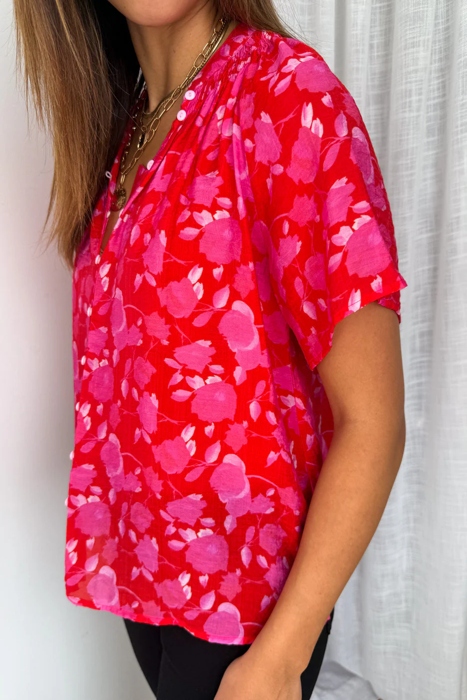 Nyla Blouse - Pink Red Petal - Image 3