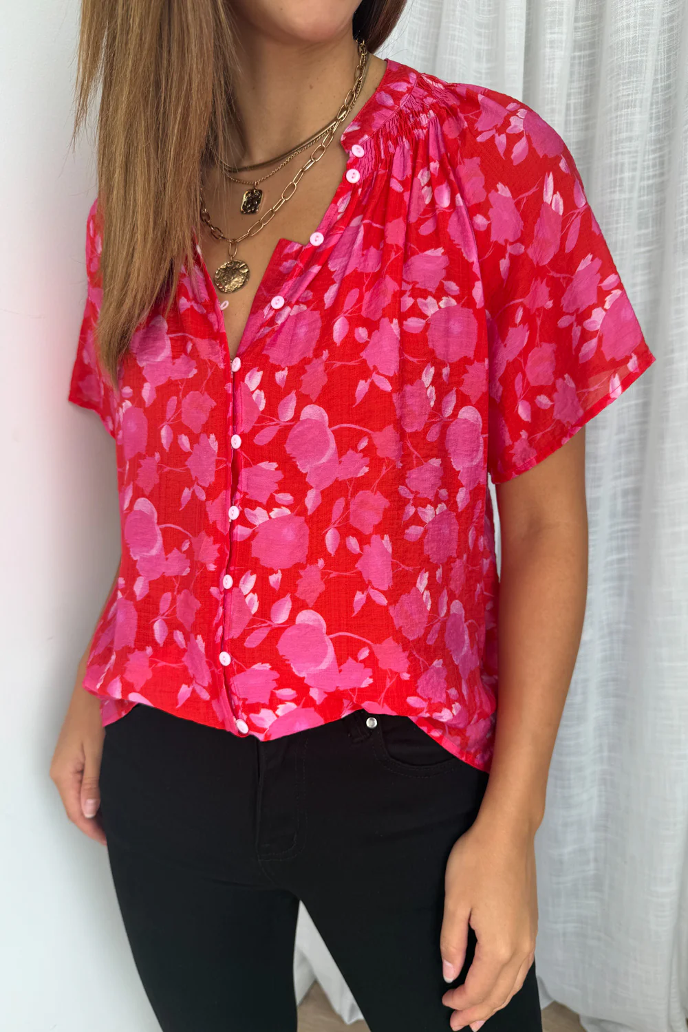 Nyla Blouse - Pink Red Petal - Image 4