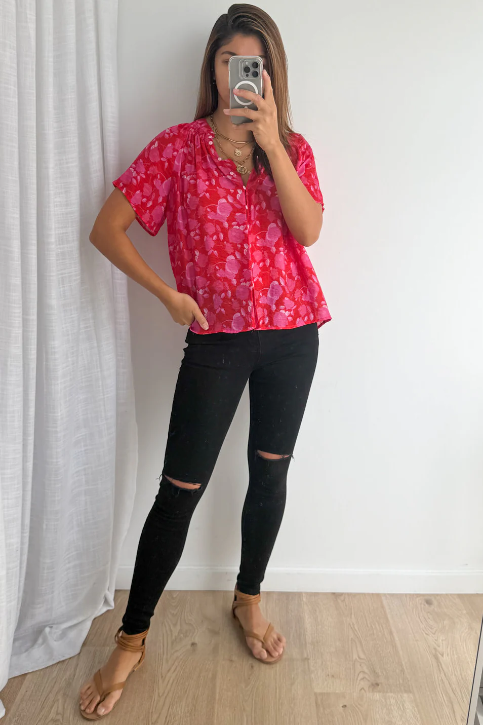 Nyla Blouse - Pink Red Petal - Image 7