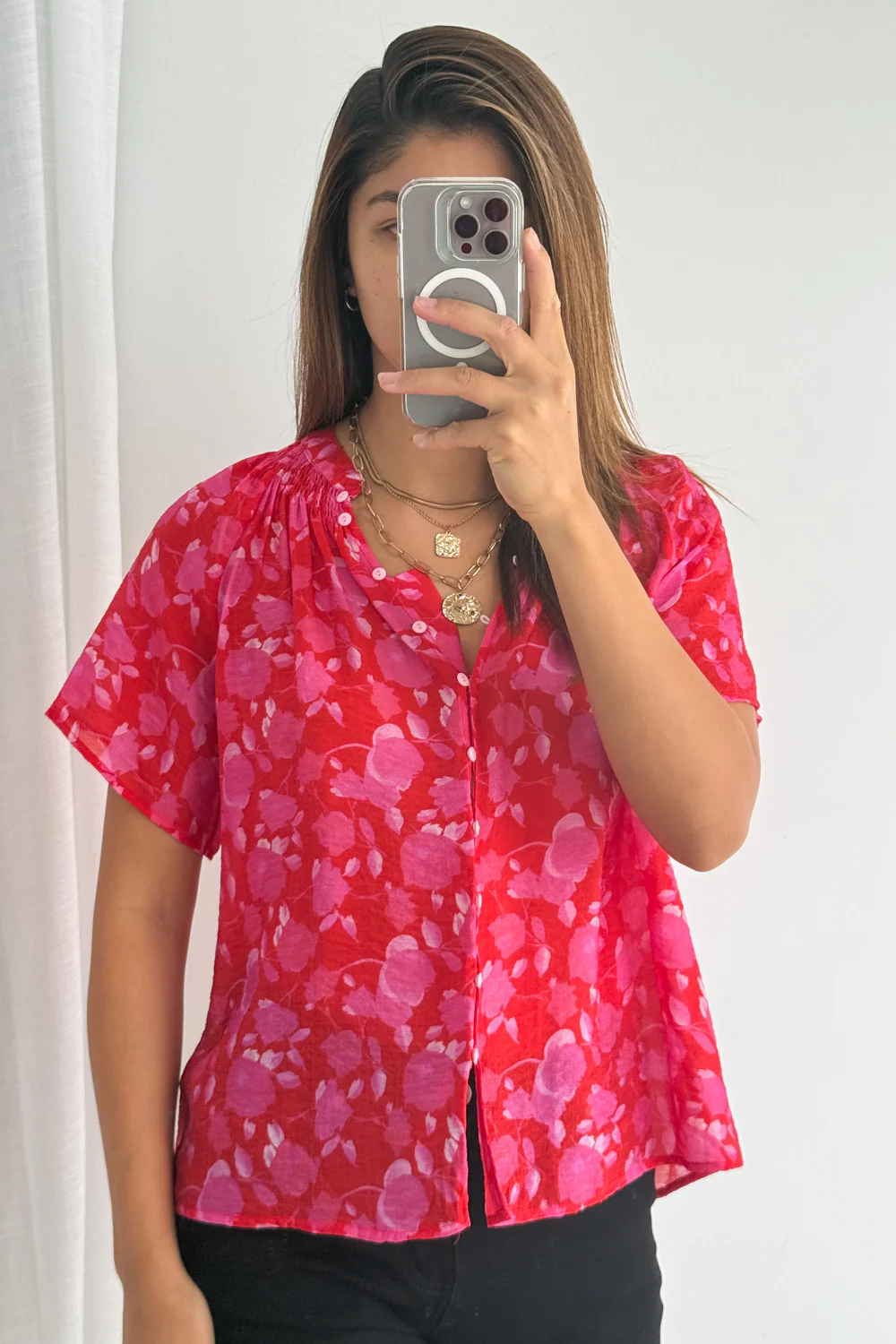 Nyla Blouse - Pink Red Petal - Image 8
