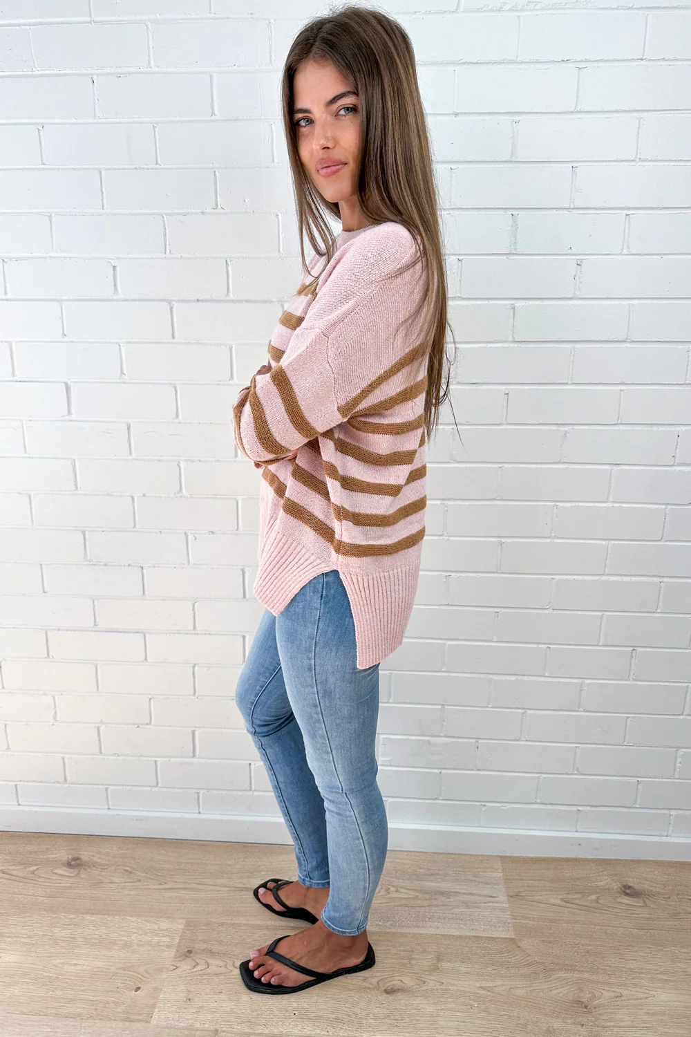 Oli Knit - Pink Tan Stripe - Image 10