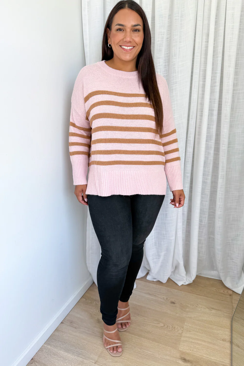 Oli Knit - Pink Tan Stripe - Image 13