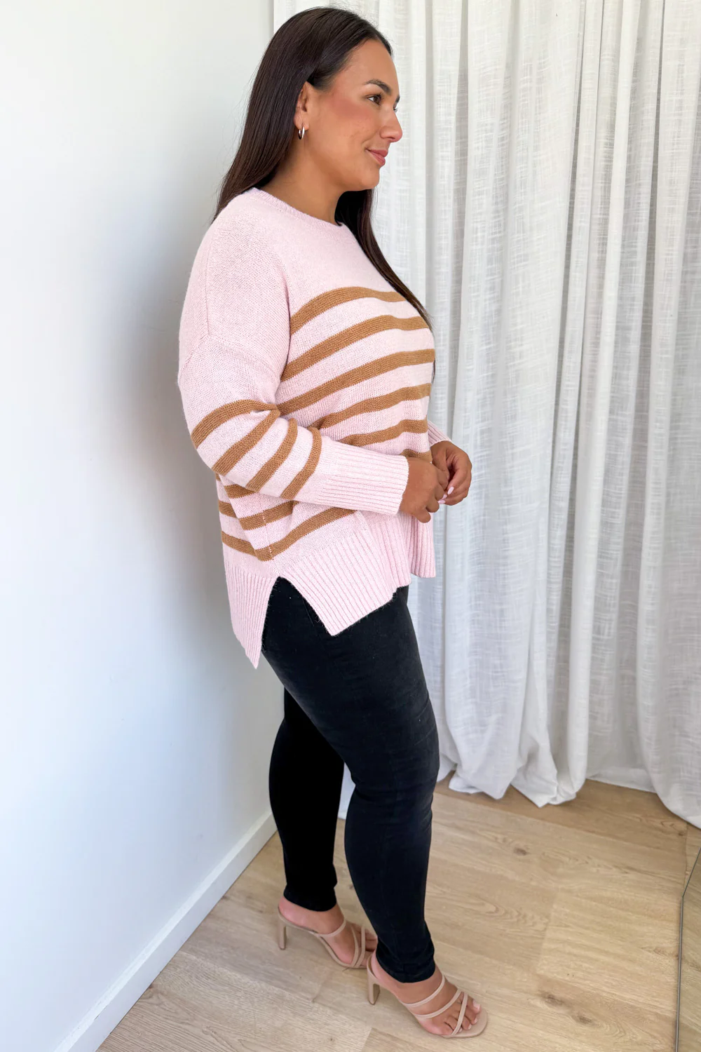 Oli Knit - Pink Tan Stripe - Image 14