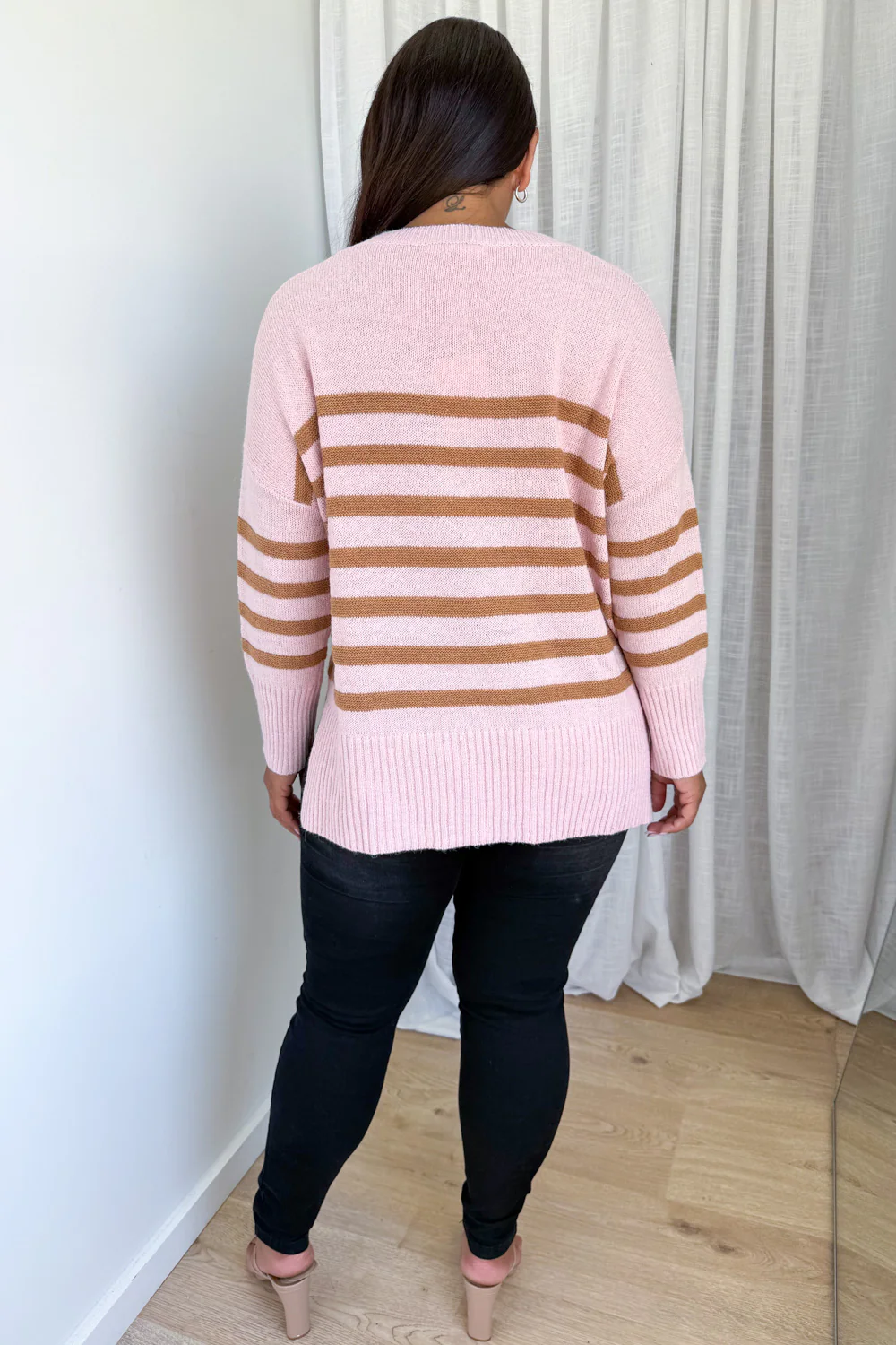Oli Knit - Pink Tan Stripe - Image 15