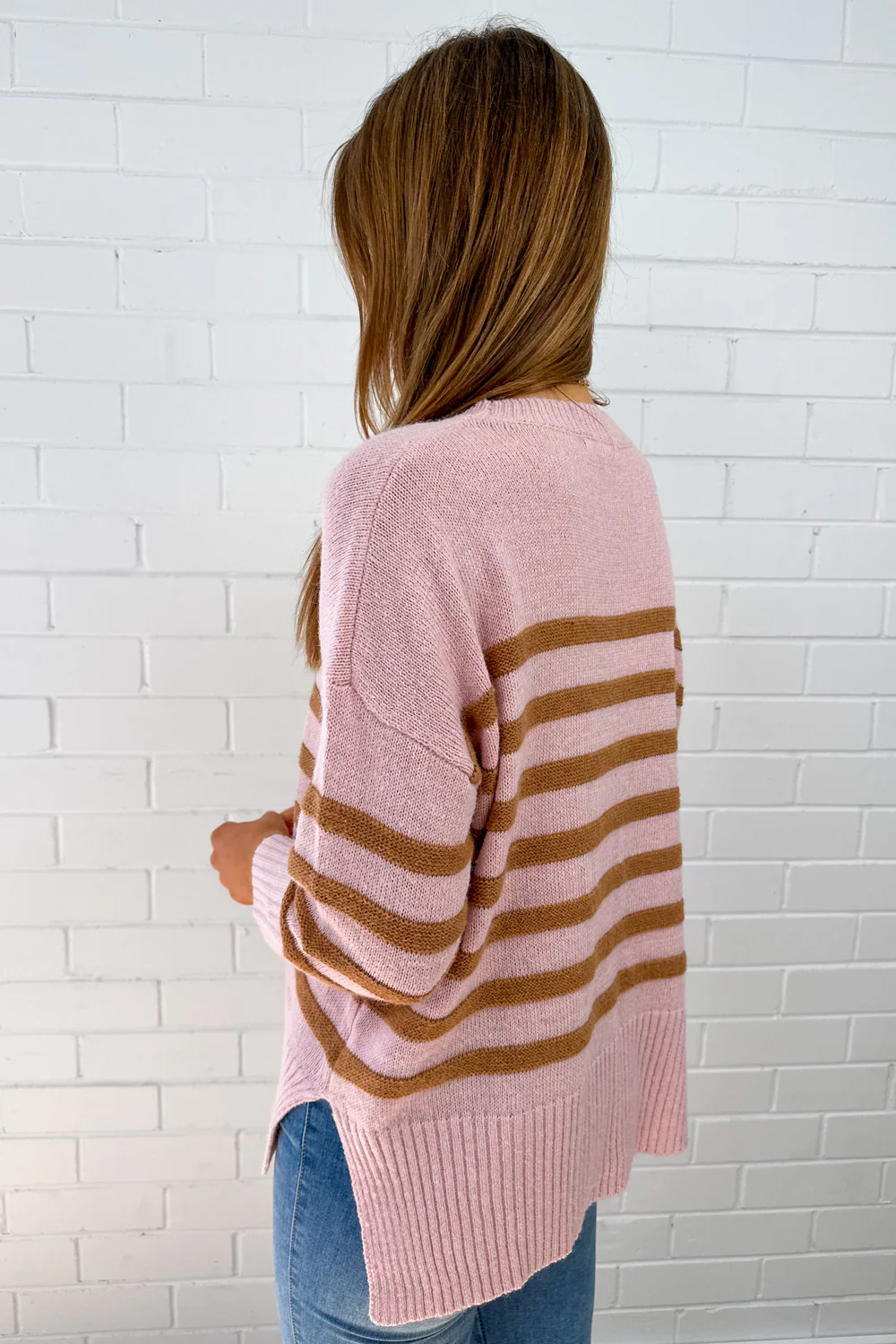 Oli Knit - Pink Tan Stripe - Image 7