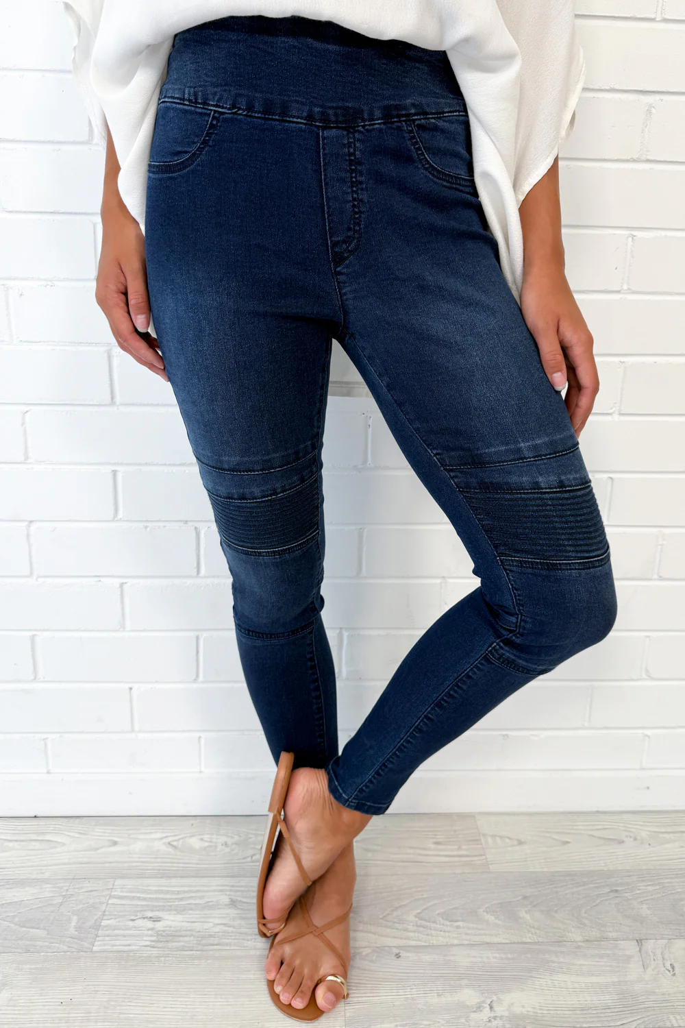 Panel Skinny Jeans - Dark Denim - Image 12