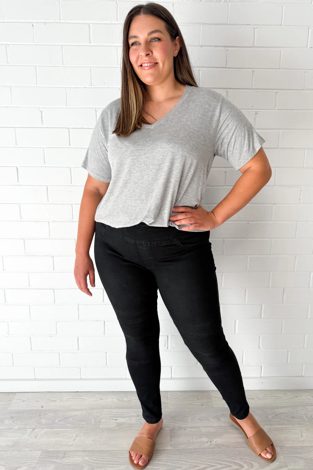Panel Skinny Jeans - Black - Image 15