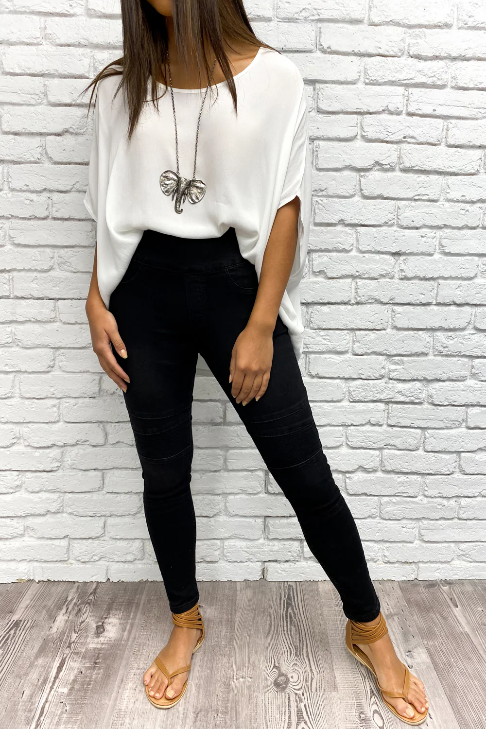 Panel Skinny Jeans - Black - Image 20