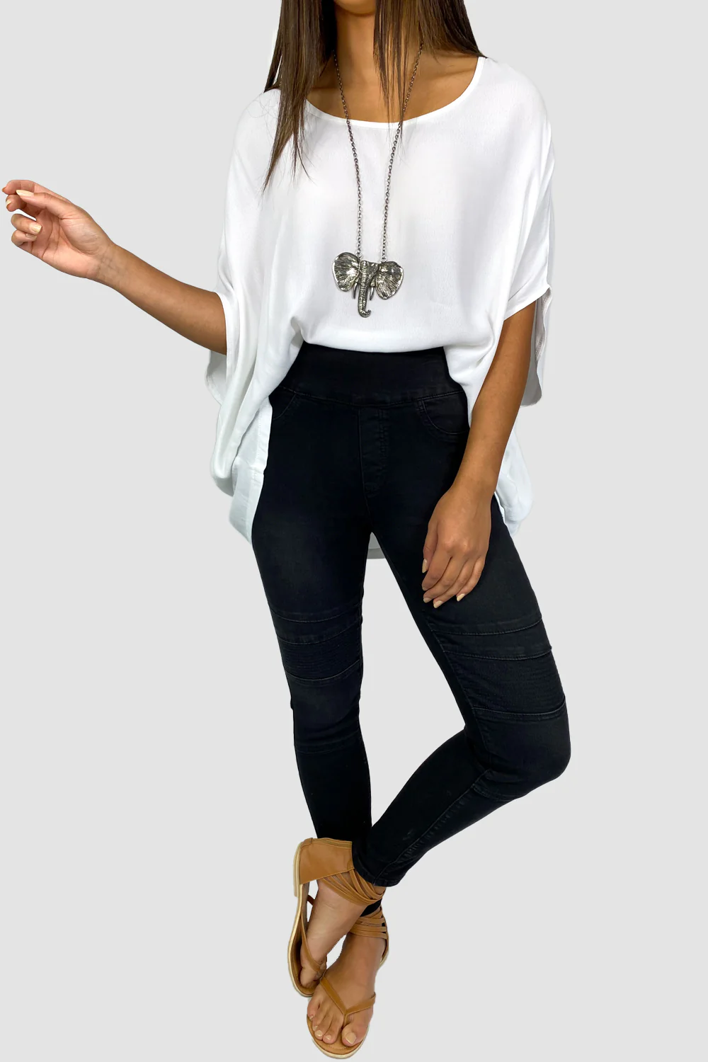 Panel Skinny Jeans - Black - Image 3