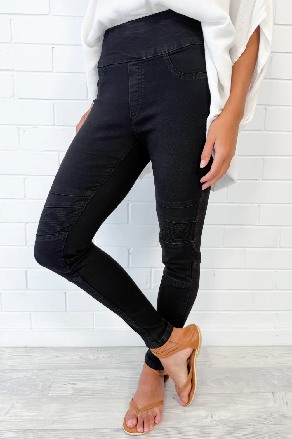 Panel Skinny Jeans - Black - Image 6