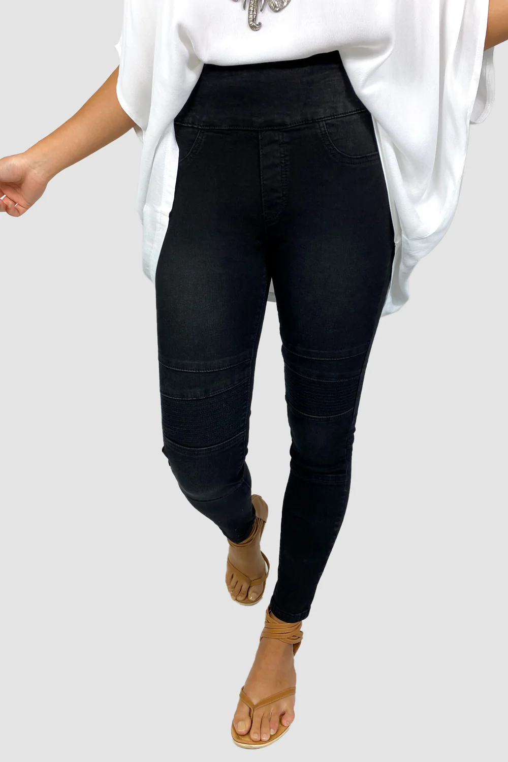 Panel Skinny Jeans - Black - Image 7