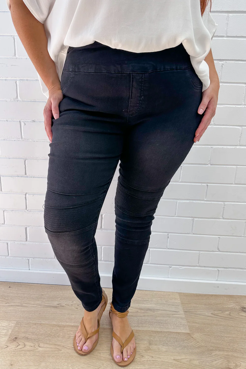 Panel Skinny Jeans - Black - Image 8