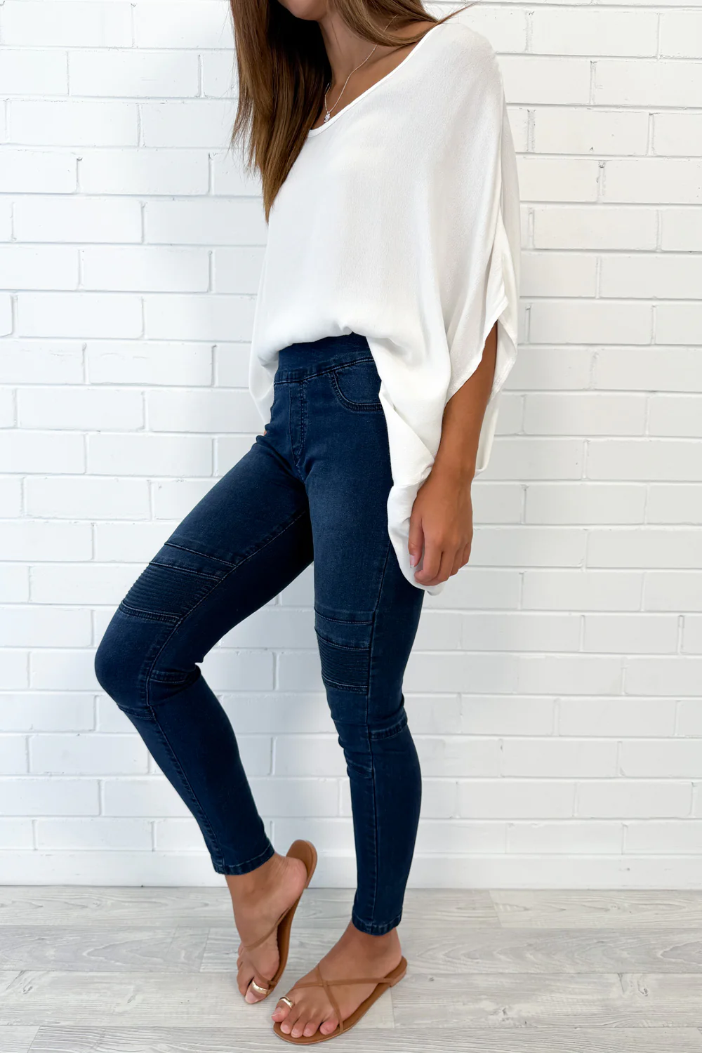 Panel Skinny Jeans - Dark Denim - Image 10