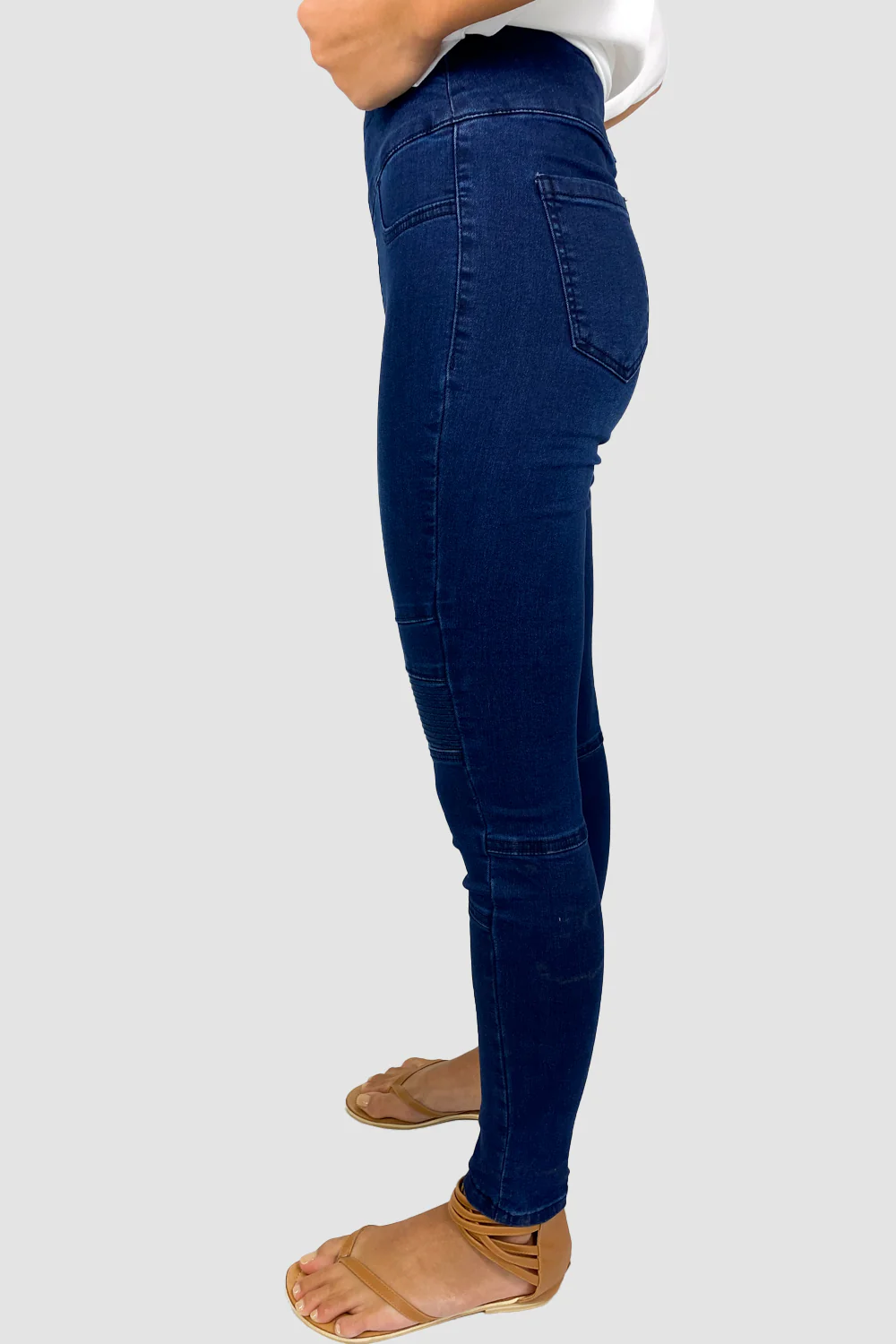 Panel Skinny Jeans - Dark Denim - Image 17