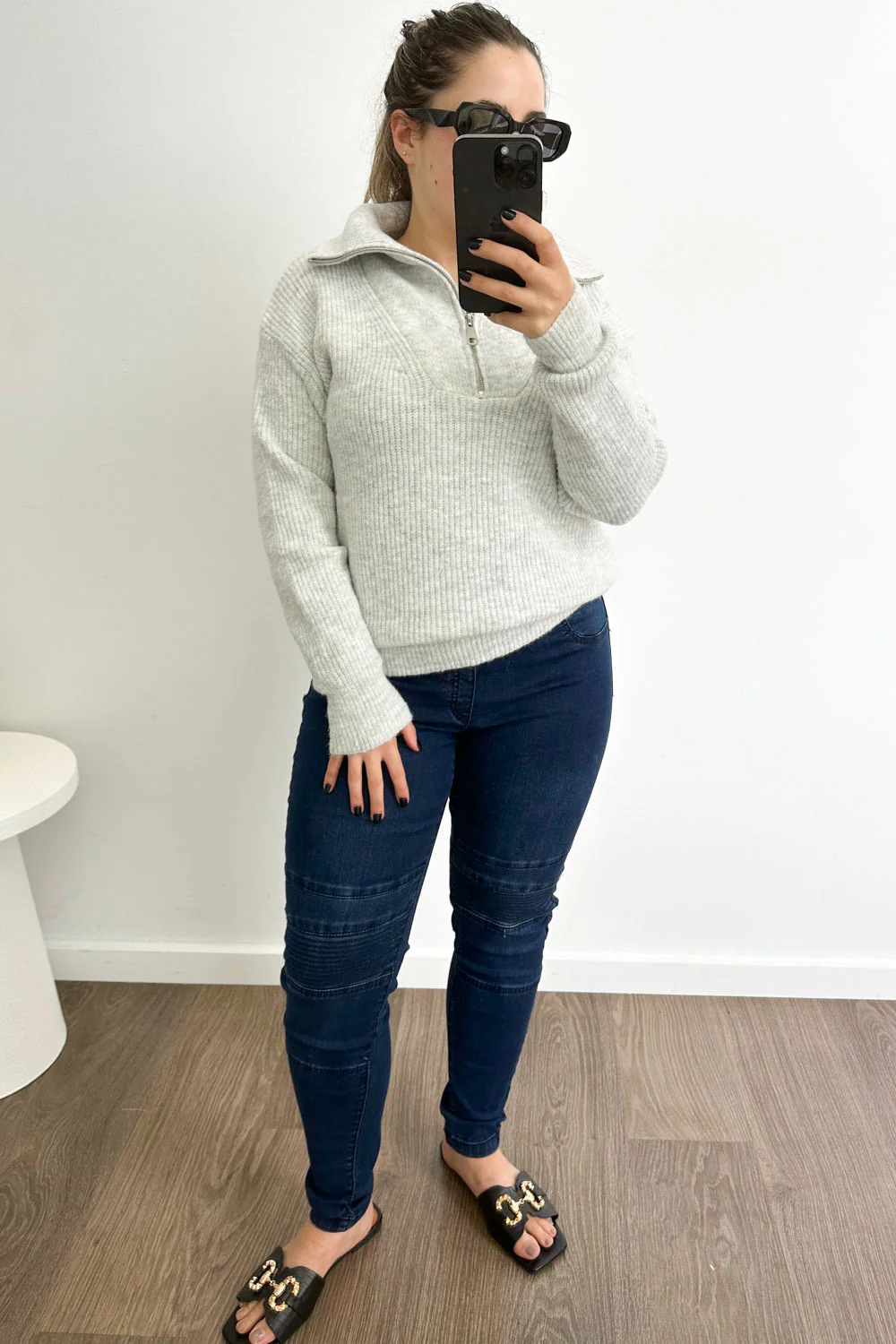 Panel Skinny Jeans - Dark Denim - Image 2