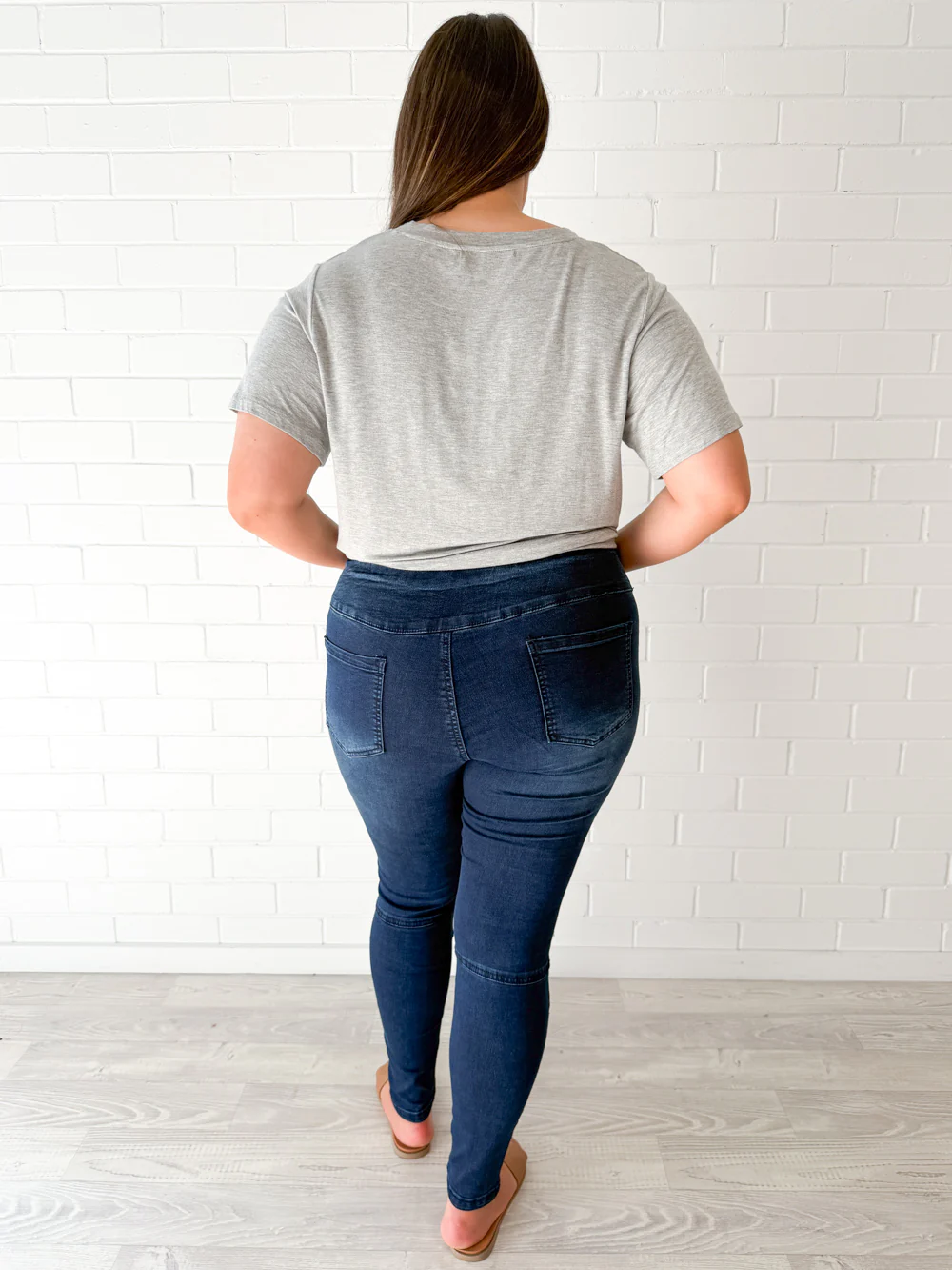 Panel Skinny Jeans - Dark Denim - Image 3