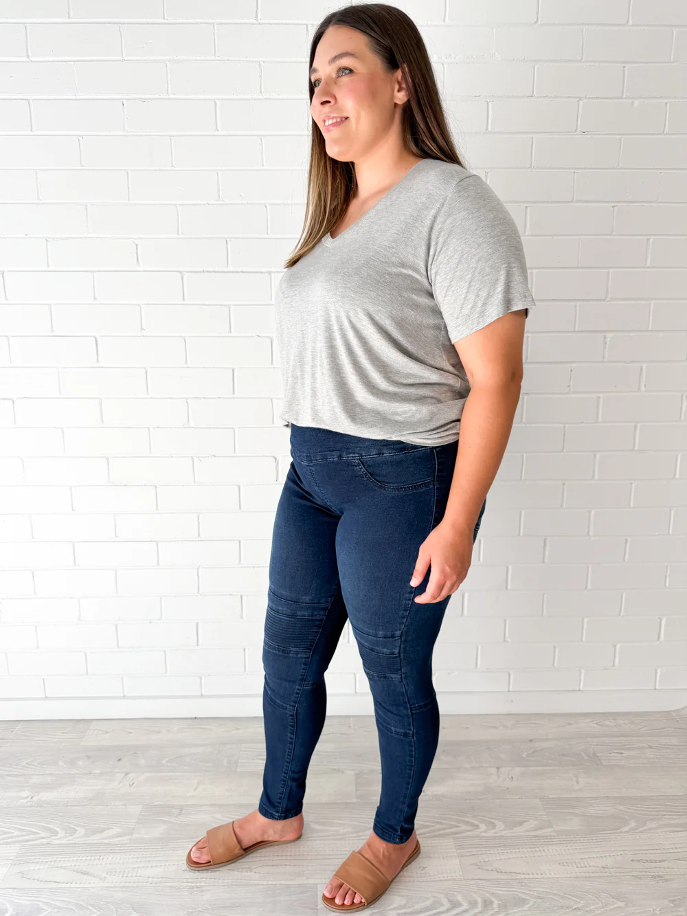 Panel Skinny Jeans - Dark Denim - Image 4