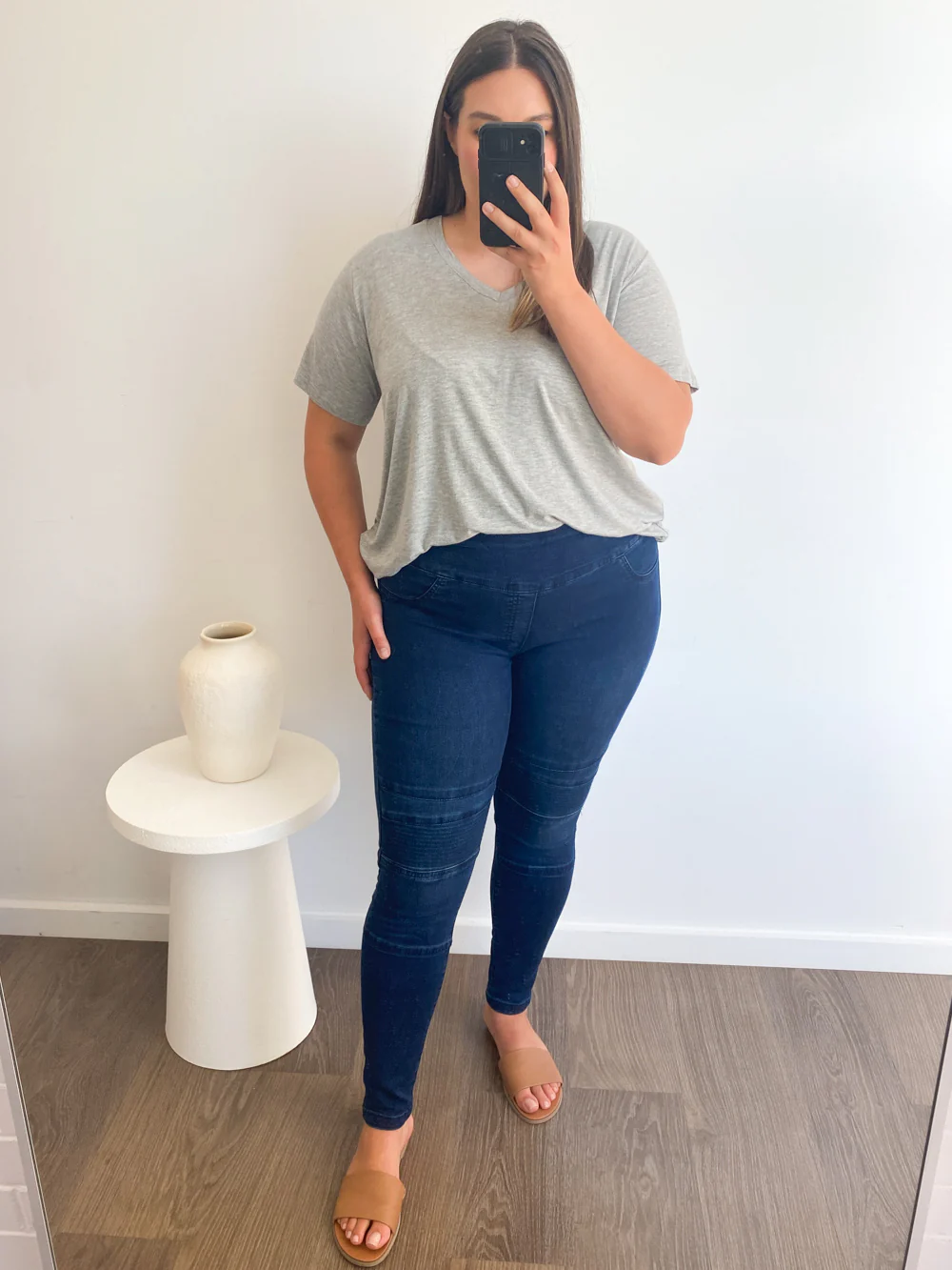 Panel Skinny Jeans - Dark Denim - Image 5