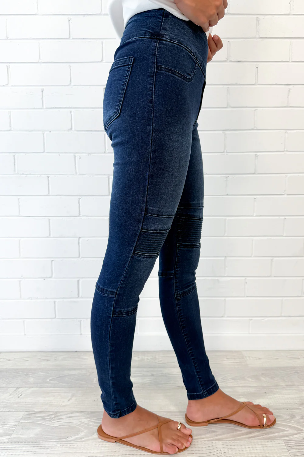 Panel Skinny Jeans - Dark Denim - Image 7