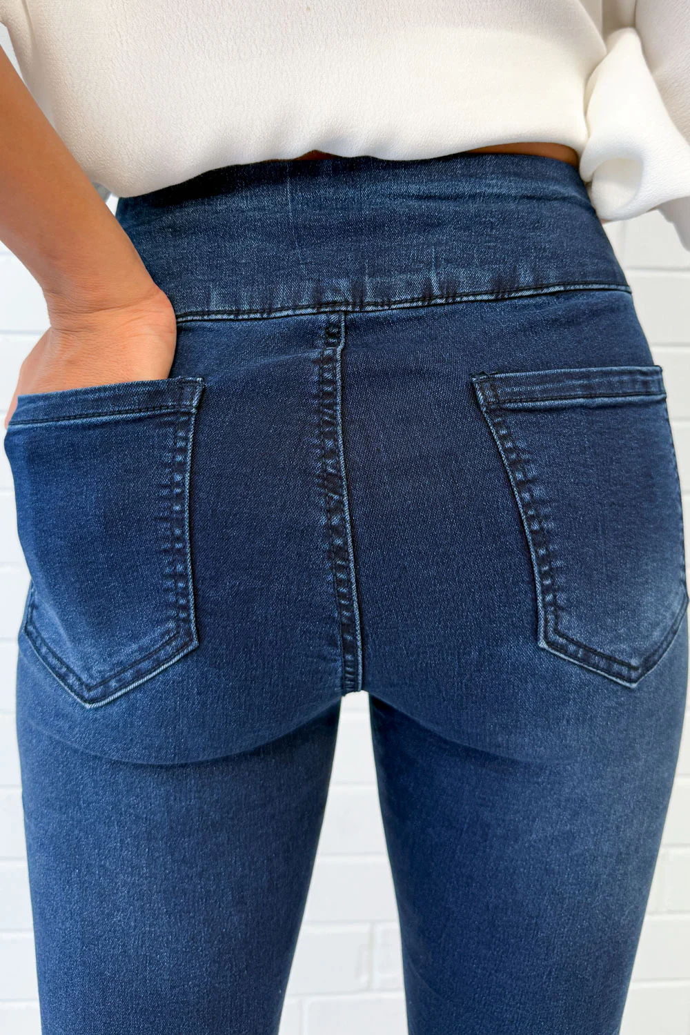 Panel Skinny Jeans - Dark Denim - Image 8