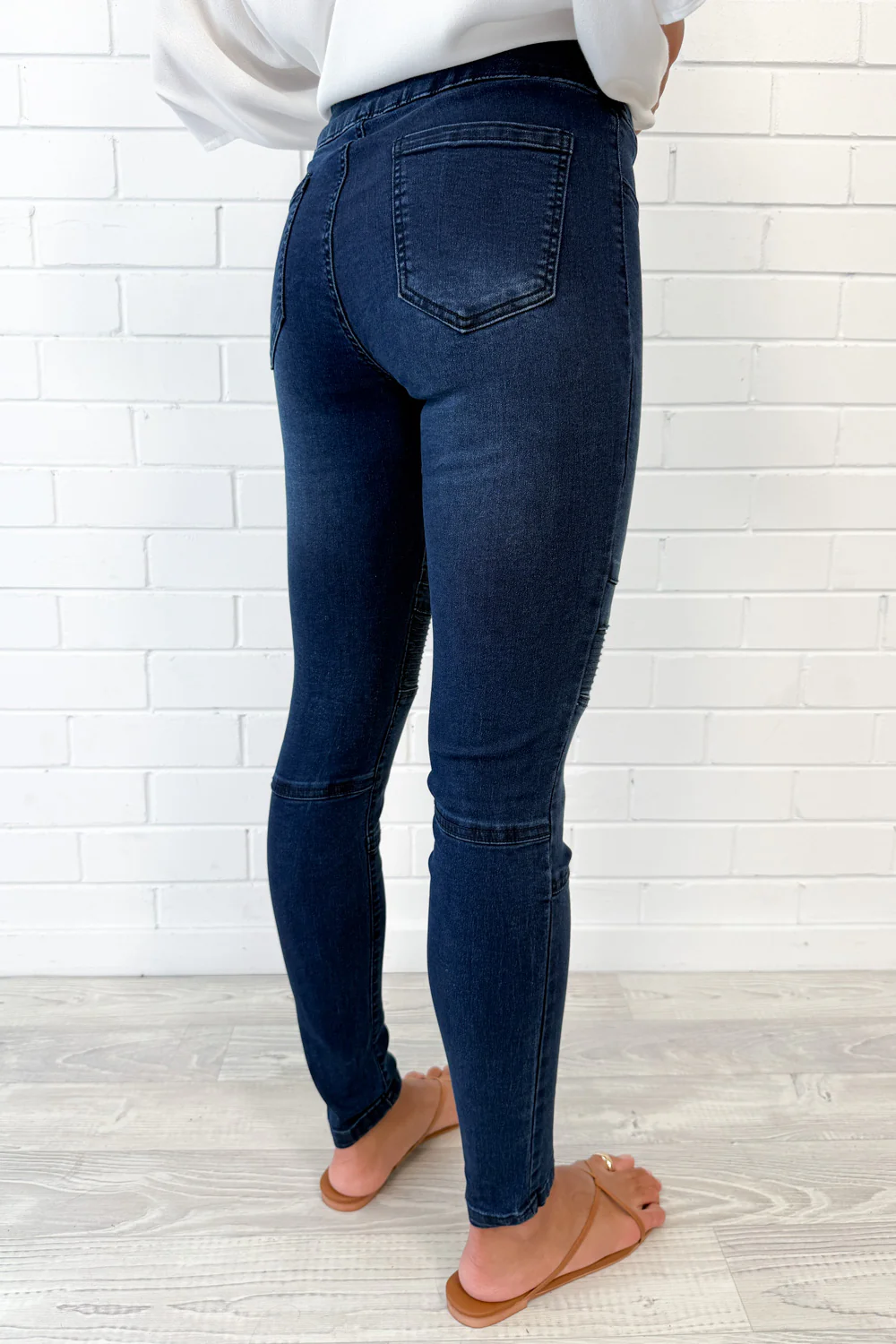 Panel Skinny Jeans - Dark Denim - Image 9