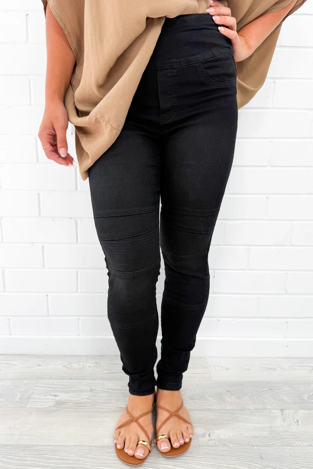 Panel Skinny Jeans Petite - Black - Image 7