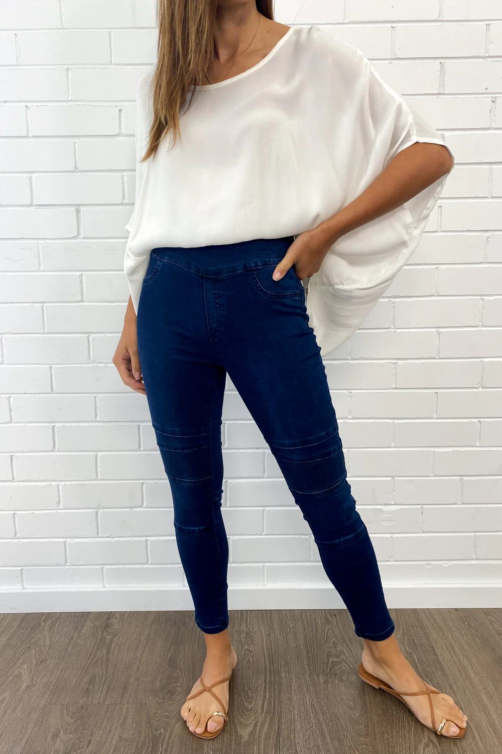 Panel Skinny Jeans Petite - Dark Denim - Image 15
