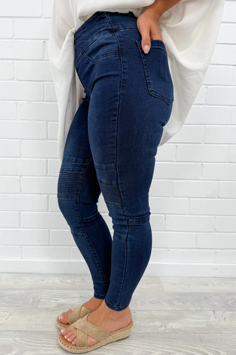 Panel Skinny Jeans Petite - Dark Denim - Image 5