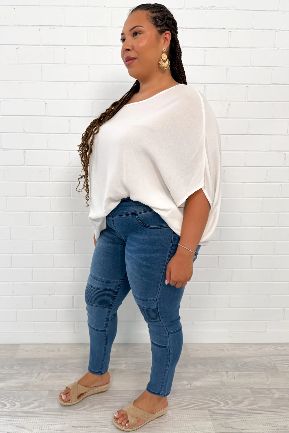 Panel Skinny Jeans Petite - Mid Denim - Image 10