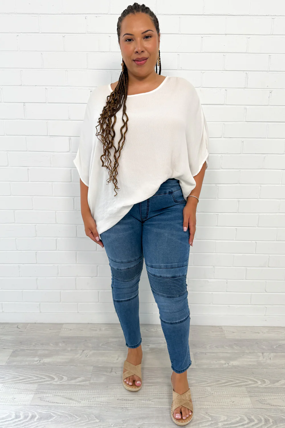 Panel Skinny Jeans Petite - Mid Denim - Image 11