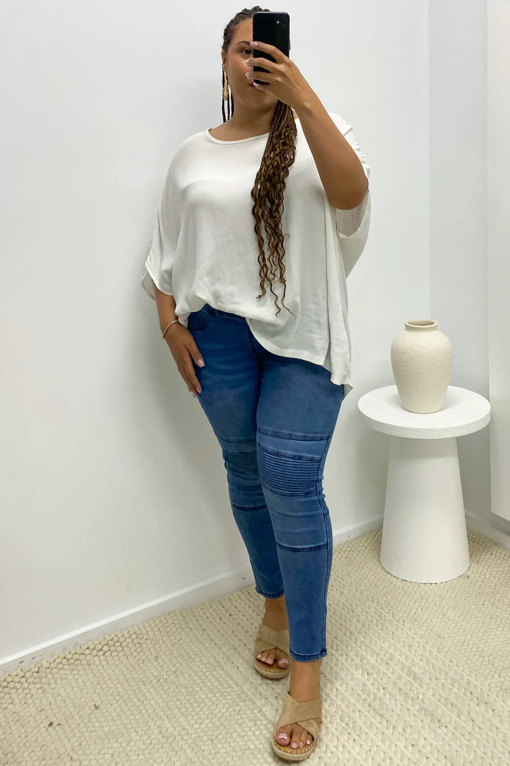 Panel Skinny Jeans Petite - Mid Denim - Image 12