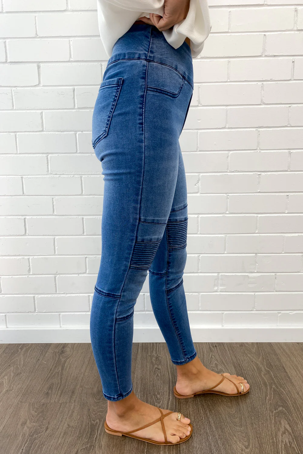 Panel Skinny Jeans Petite - Mid Denim - Image 15