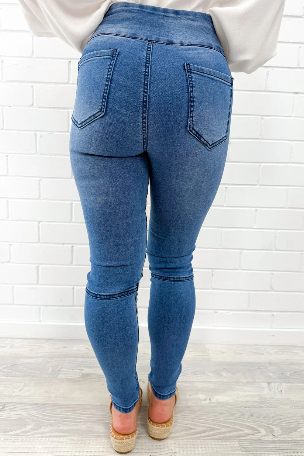 Panel Skinny Jeans Petite - Mid Denim - Image 2
