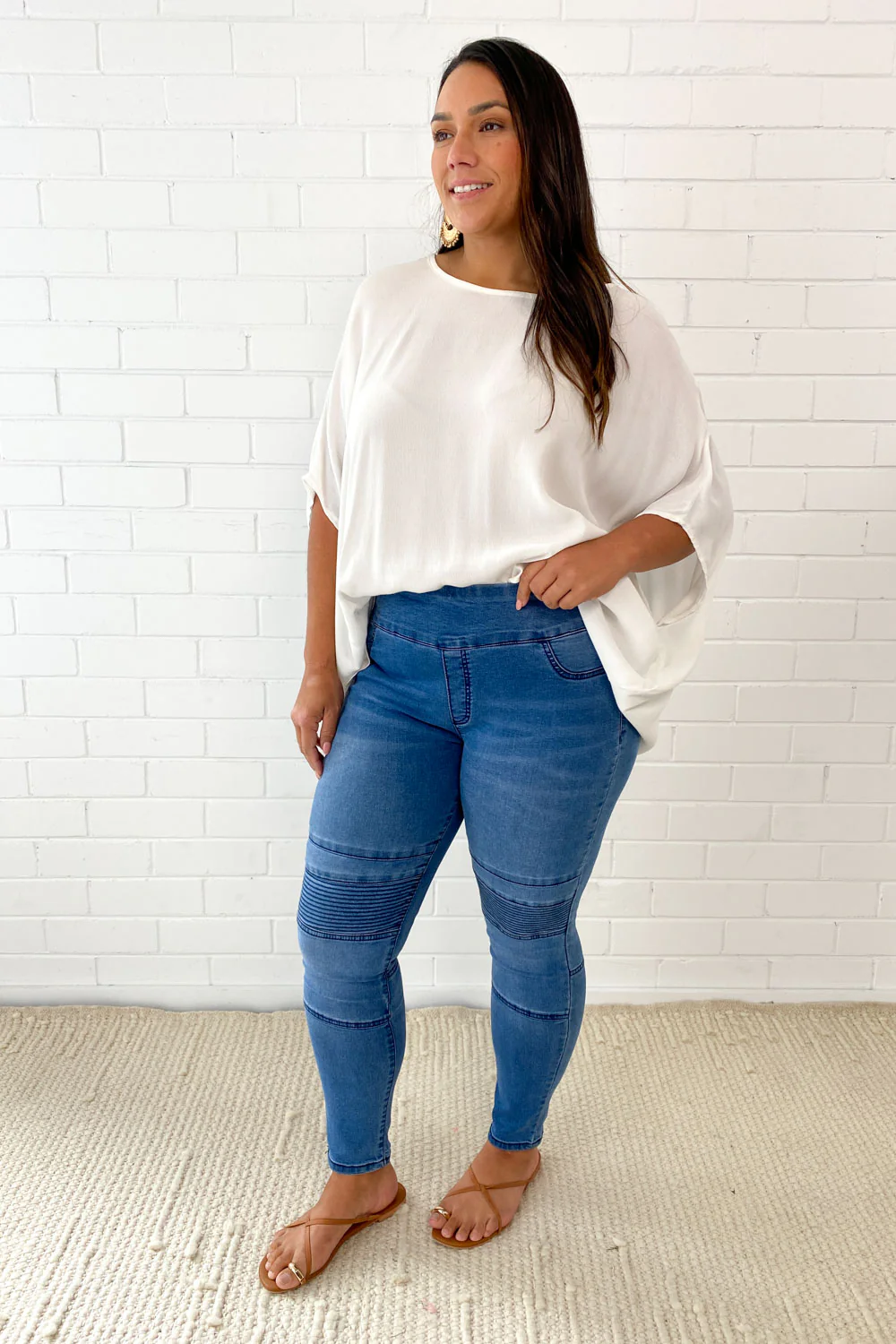 Panel Skinny Jeans Petite - Mid Denim - Image 20