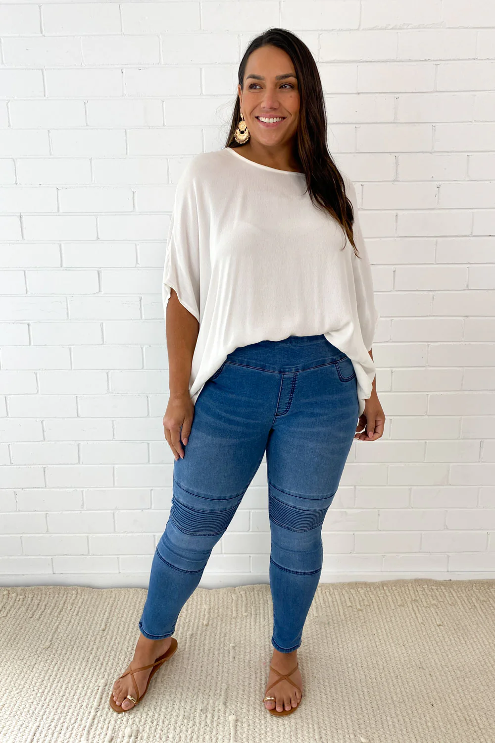 Panel Skinny Jeans Petite - Mid Denim - Image 21