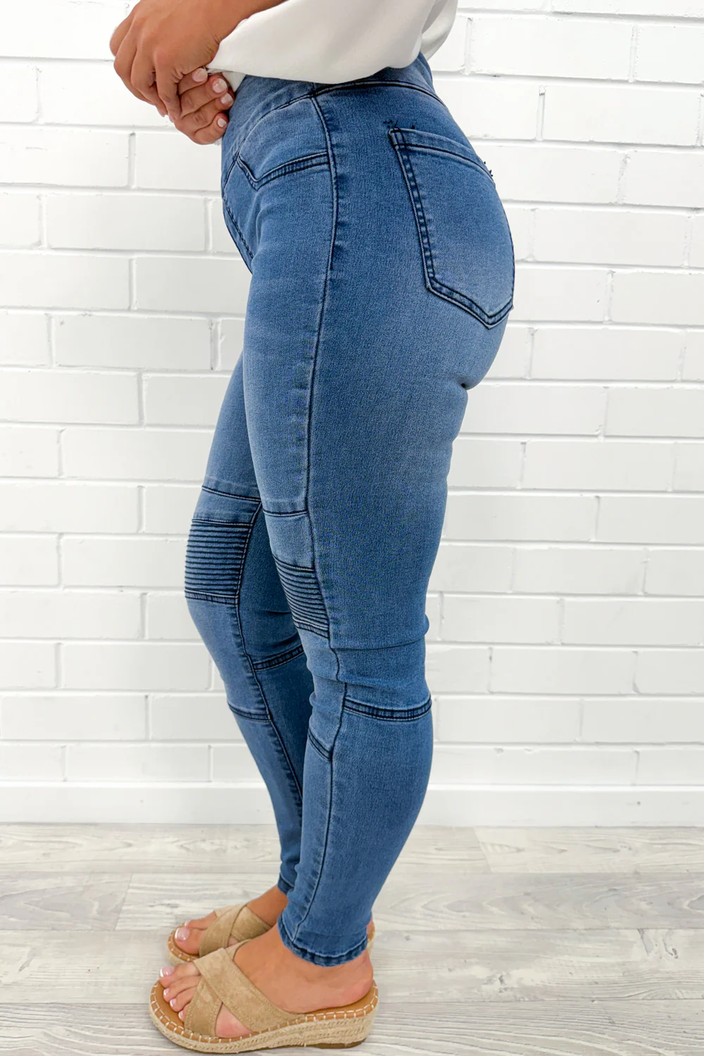 Panel Skinny Jeans Petite - Mid Denim - Image 3