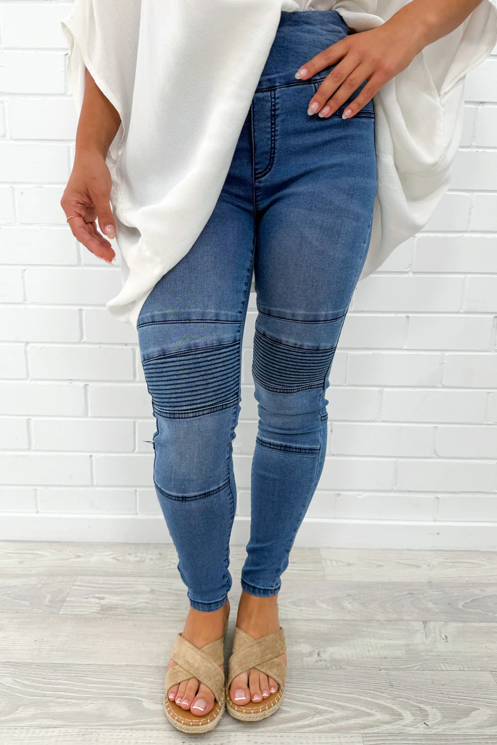 Panel Skinny Jeans Petite - Mid Denim - Image 5