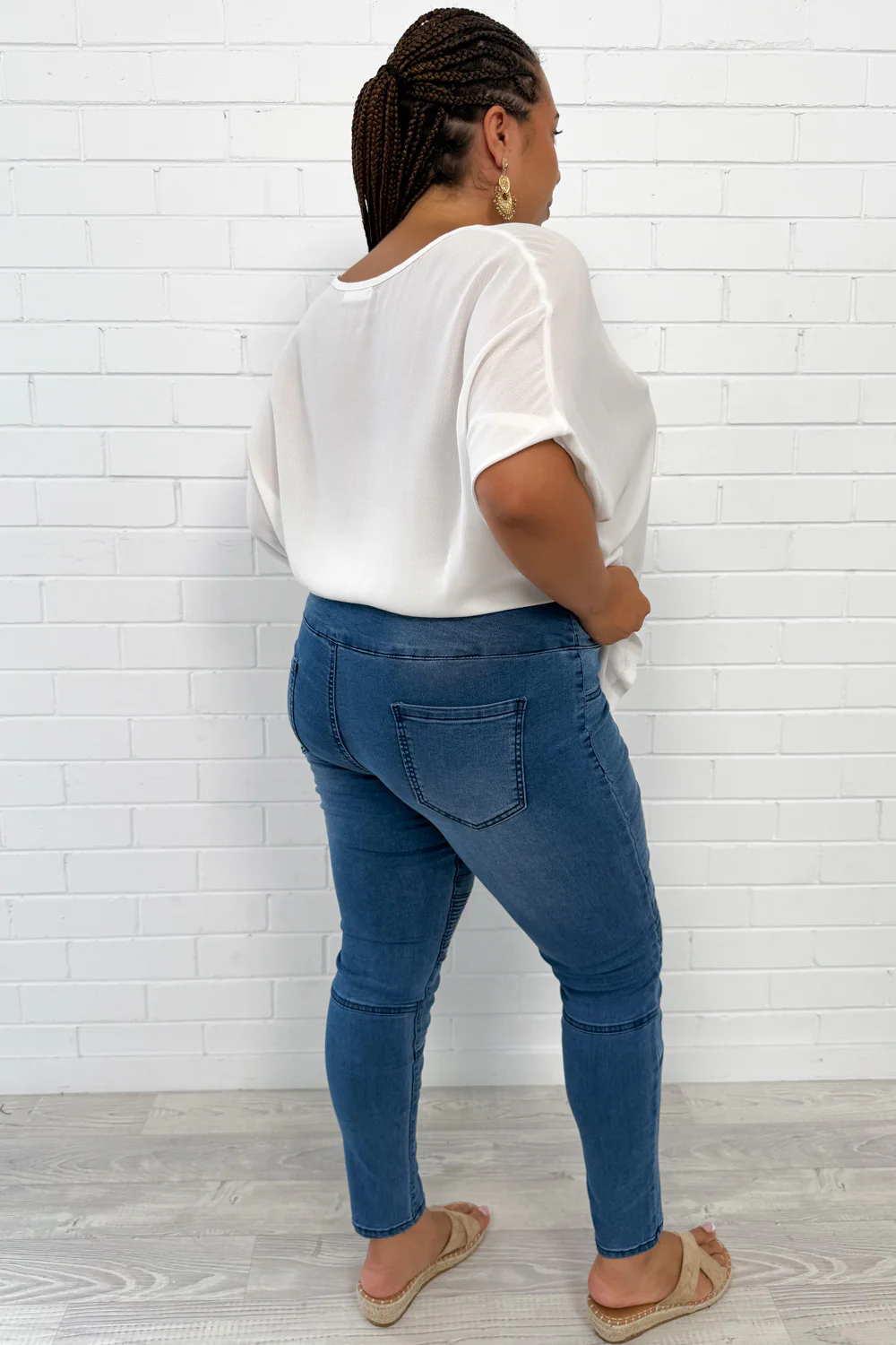 Panel Skinny Jeans Petite - Mid Denim - Image 8