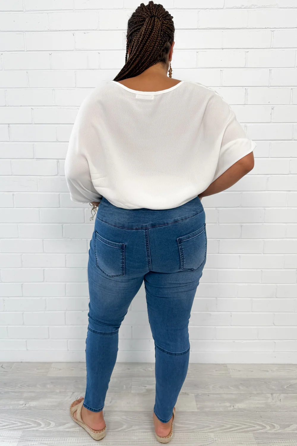 Panel Skinny Jeans Petite - Mid Denim - Image 9