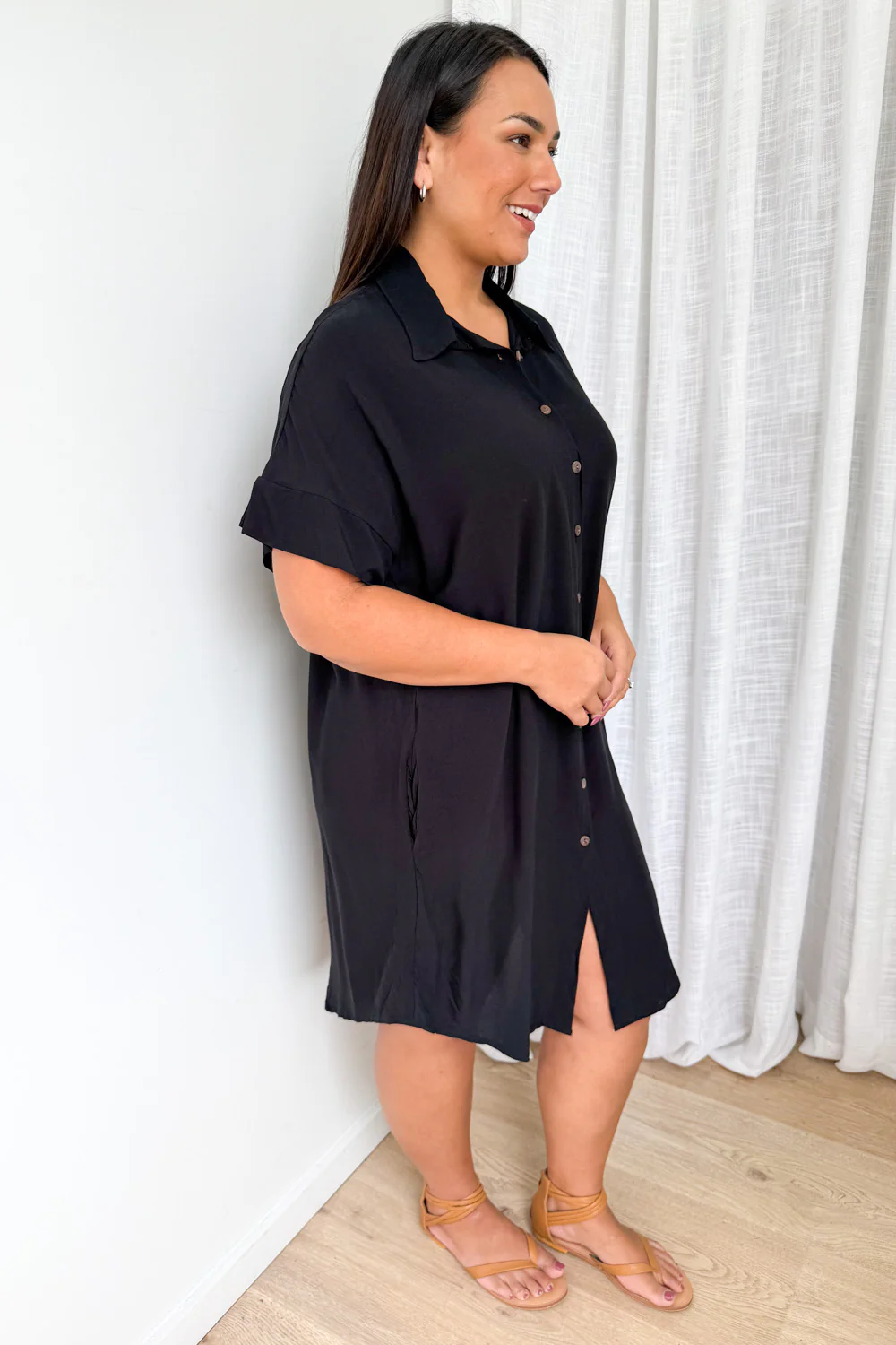 Paros Shirt Dress - Black - Image 11