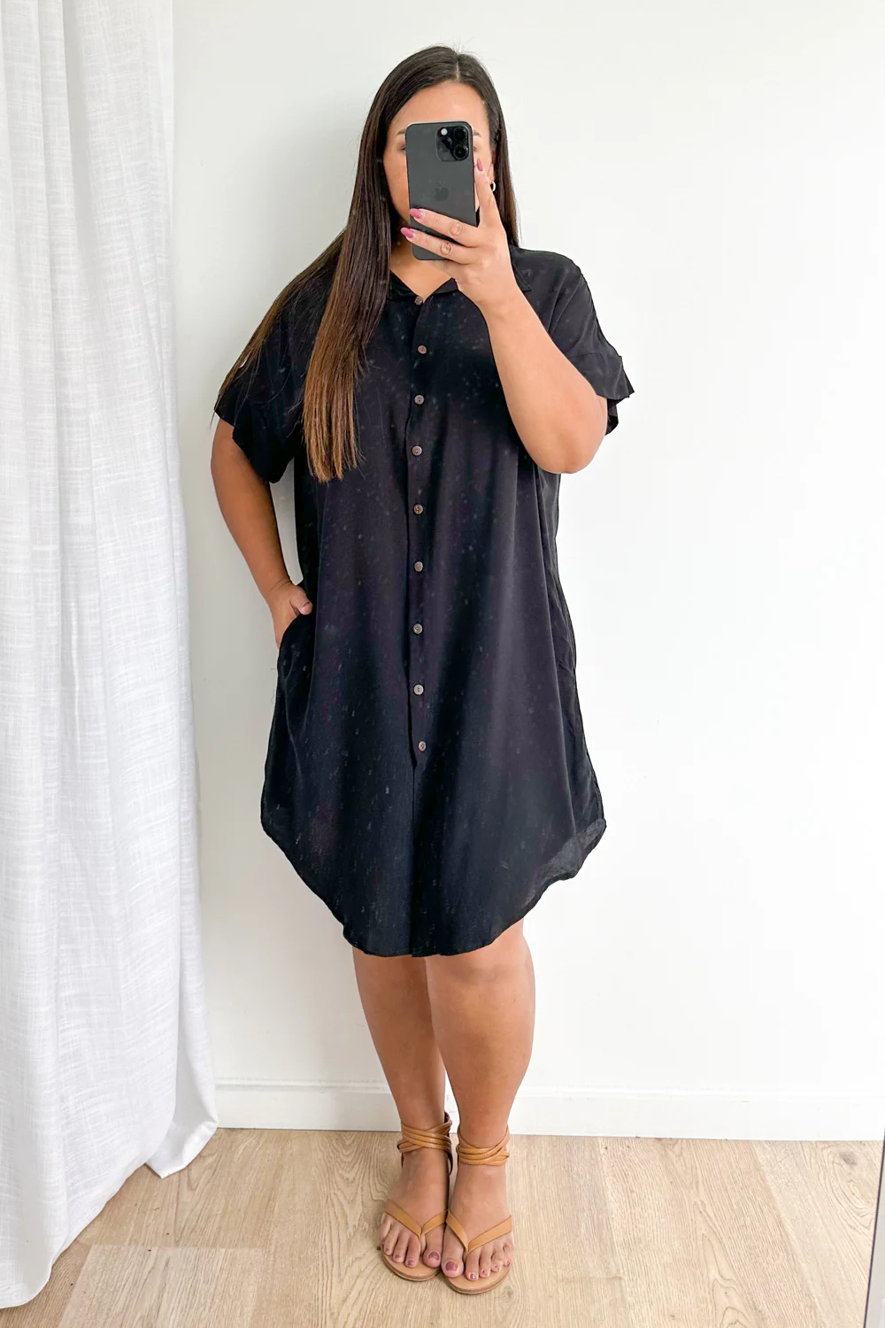 Paros Shirt Dress - Black - Image 13