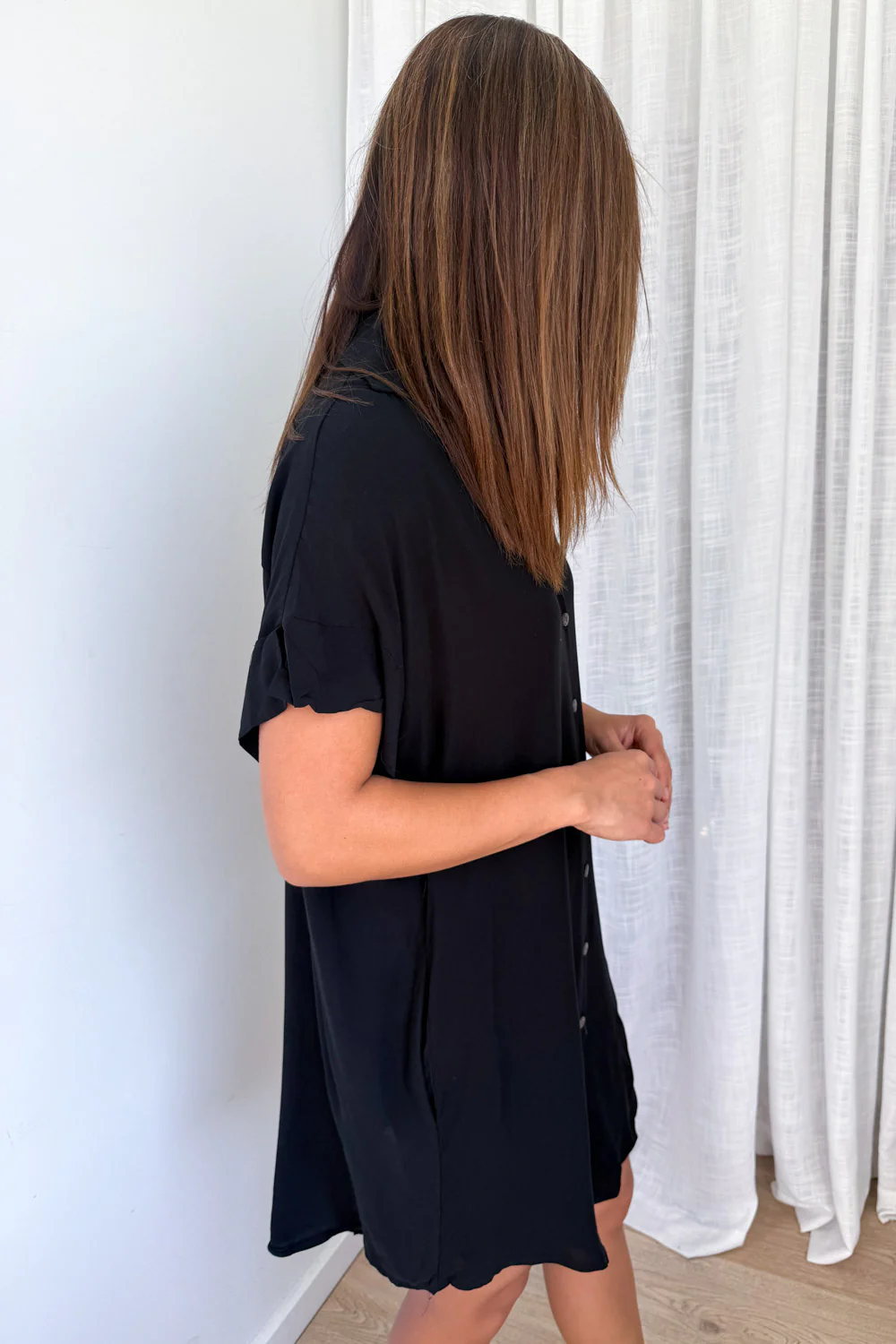 Paros Shirt Dress - Black - Image 7
