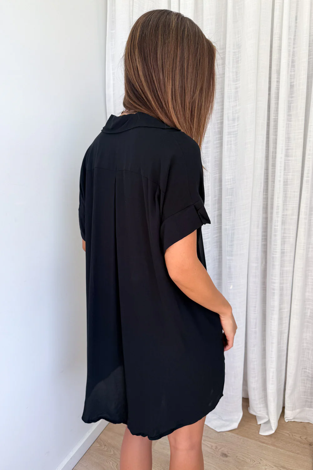 Paros Shirt Dress - Black - Image 8